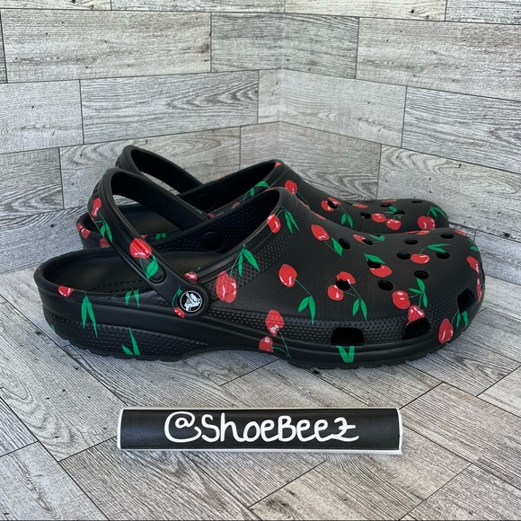 Crocs Shoes | Crocs Classic Cherry Vacay Vibes Dye Clogs, Blackred Cherries, Men's 13 | Color: Black/Red | Size: 13 | Pm-50007307's Closet